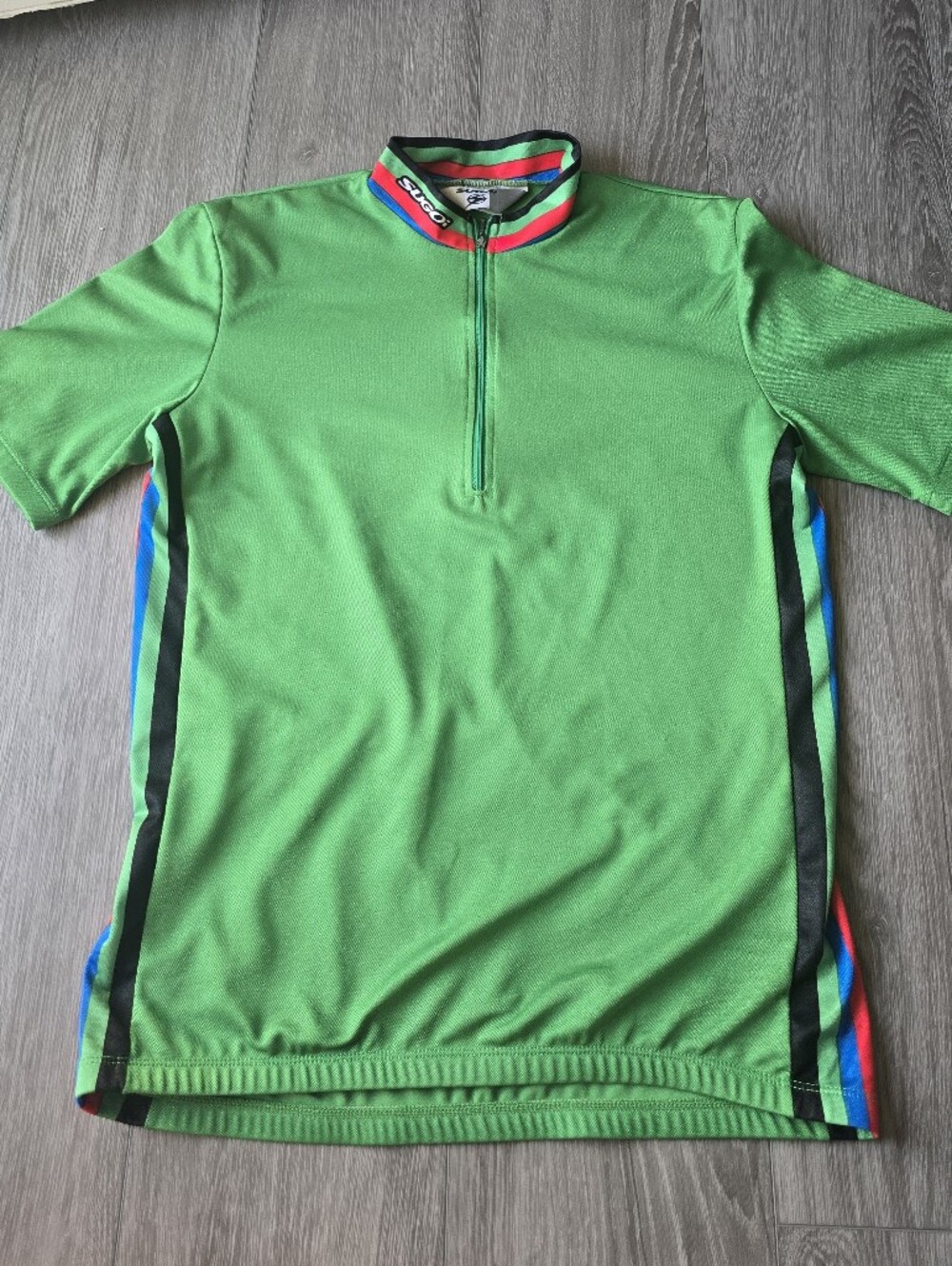 Sugoi Womens Cycling Jersey Medium Green 1/4 Zip Fitted Back Pockets Bike Top